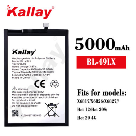 5000mAh Infinix BL-49LX FOR X6817/X6826/X6827/HOT 12/HOT 20S/HOT 20 4G Phone Battery Wholesale  Factory