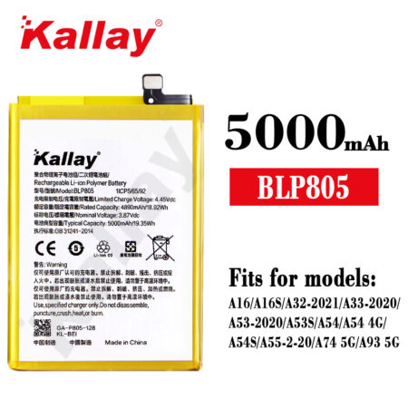 Original Capacity 5000mAh Replacement Phone Battery BLP805 For OPPO A16/A16S/A32-2021/A33-2020/A53-2020/A53S/A54/A54 4G/A54S/A552020/A574 5G/A93 5G Battery
