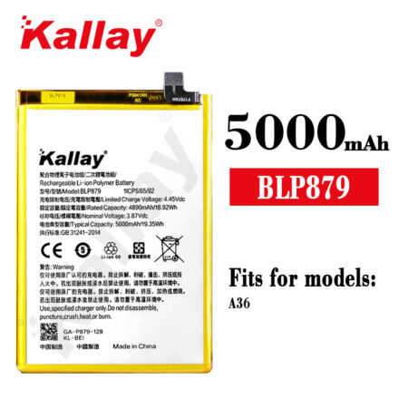 Original Capacity 5000mAh Replacement Phone Battery BLP879 For OPPO A36 Battery Model