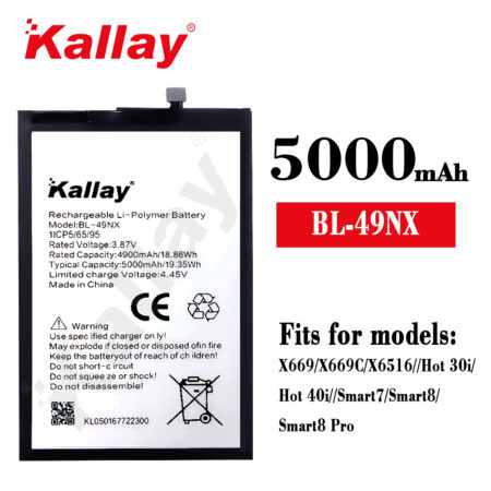 5000mAh Infinix BL-49NX  for X669/X669C/X6516/HOT 30i/HOT 40i/SMART 7/SMART 8/SMART 8 PRO Phone Battery Wholesale  Factory