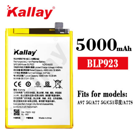 Original Capacity 5000mAh Replacement Phone Battery BLP923 For OPPO A97 5G/A77 5G/C51 INDIA VERSION/A77S Battery Model Battery Model