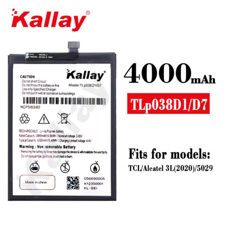 Original Capacity 4000mAh Replacement Phone Battery TLp038D1/D7 For TCL/Alcatel 3L(2020)/5029 Cell phone battery replacement