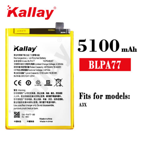 Original Capacity 5100mAh Replacement Phone Battery BLPA77 For OPPO A3X Battery Model